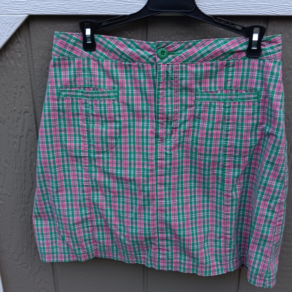 Vintage Bill Blass Preppy Pink And Green Plaid Skort Size 6